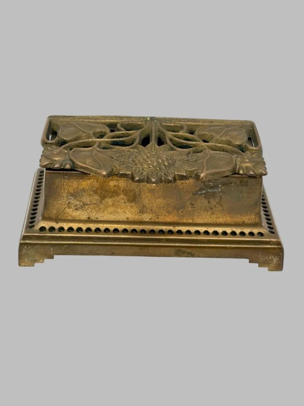 Vtg Crowning Touch Collection Brass Postage Stamp Holder Floral